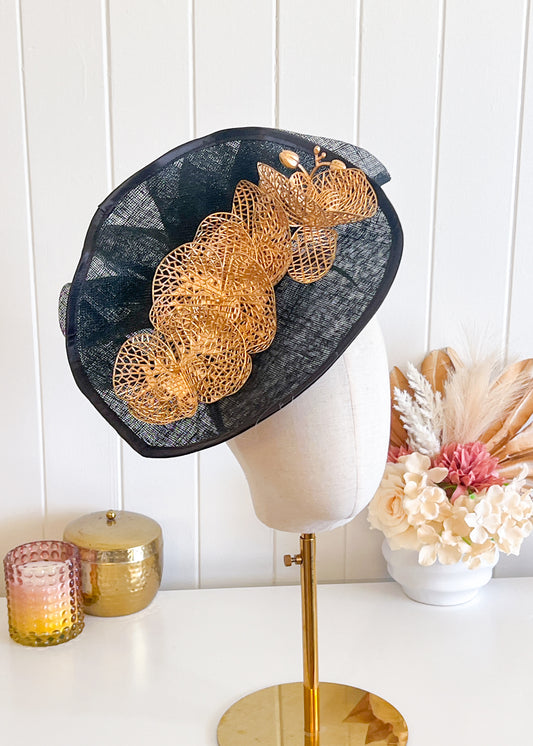 "Loretta" Black Fascinator
