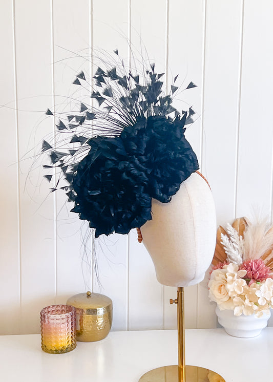 "Seraphina" Black Fascinator