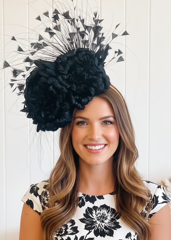 "Seraphina" Black Fascinator