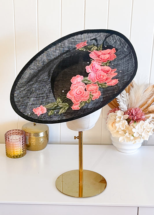 "Daphne" Pink & Black Hat