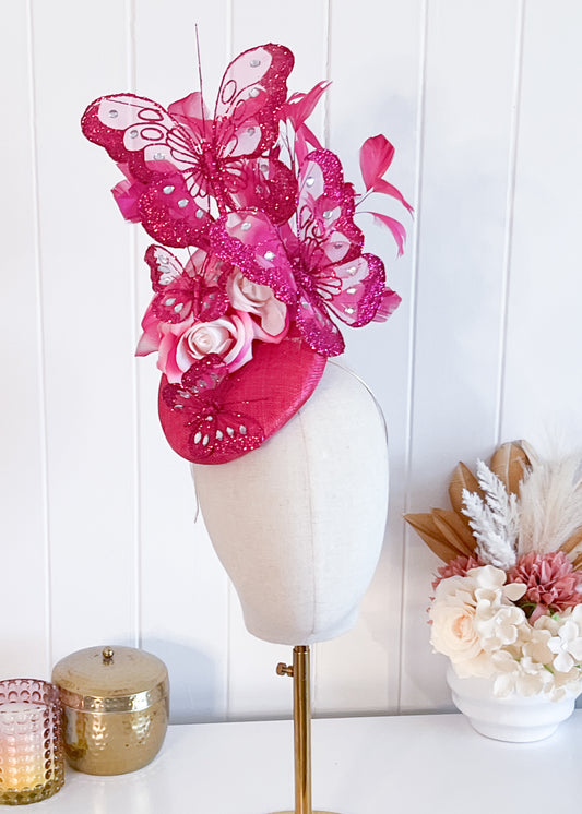 "Flitter" Hot Pink Fascinator