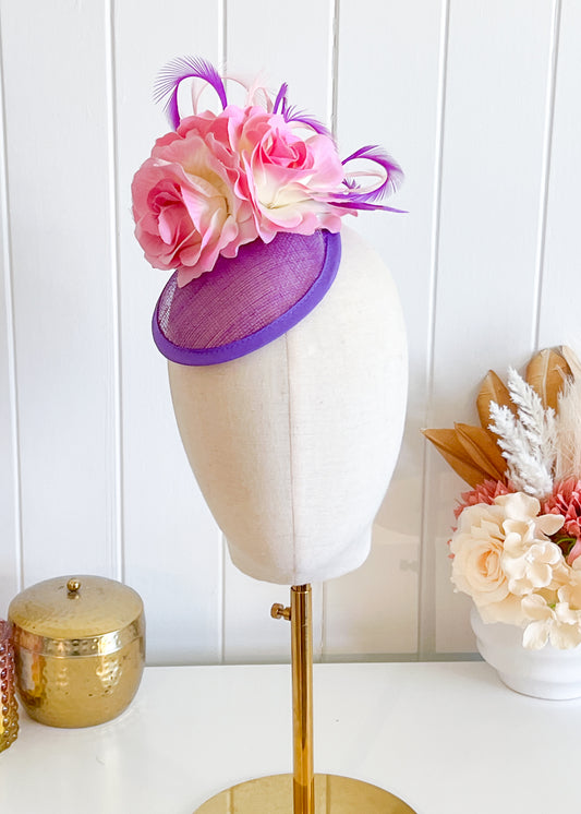 "Margie" - Purple & Pink Fascinator (Petite Collection)