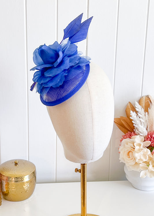 "Bernie" - Blue Fascinator (Petite Collection)