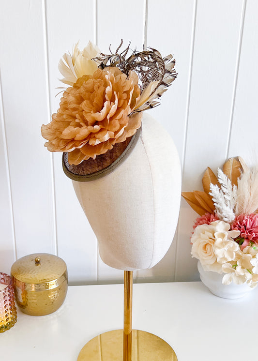 "Mariah" - Brown Fascinator (Petite Collection)