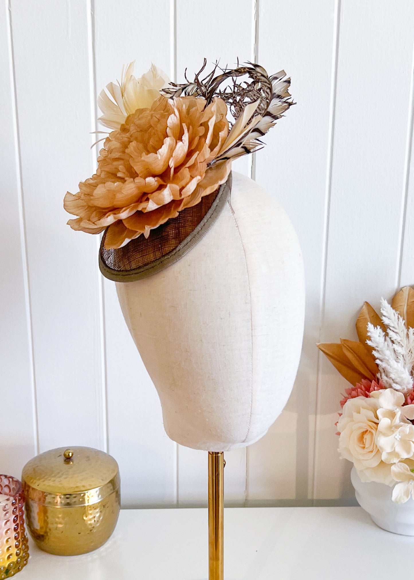 "Mariah" - Brown Fascinator (Petite Collection)