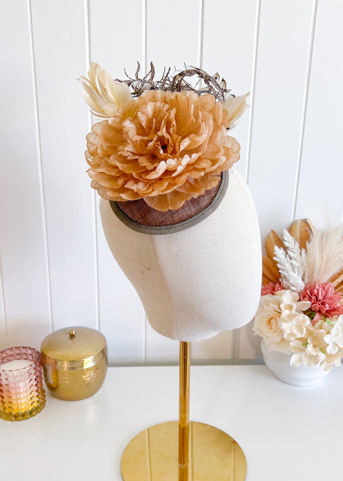 "Mariah" - Brown Fascinator (Petite Collection)
