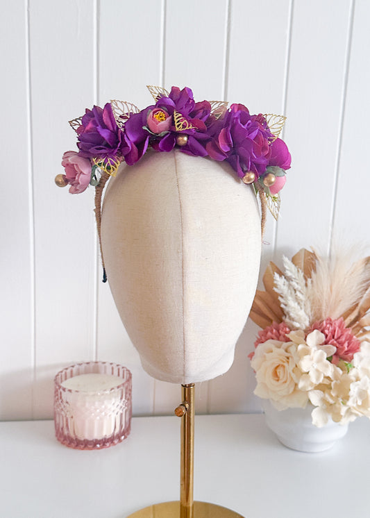 "Lori" Purple Floral Crown