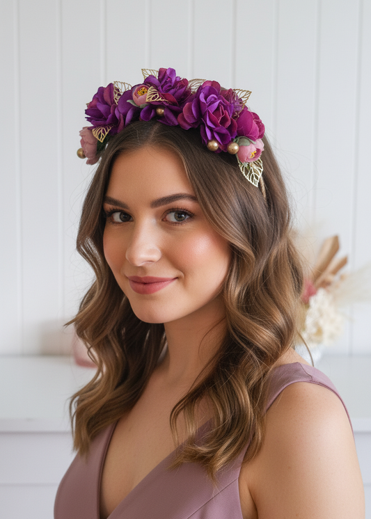 "Lori" Purple Floral Crown