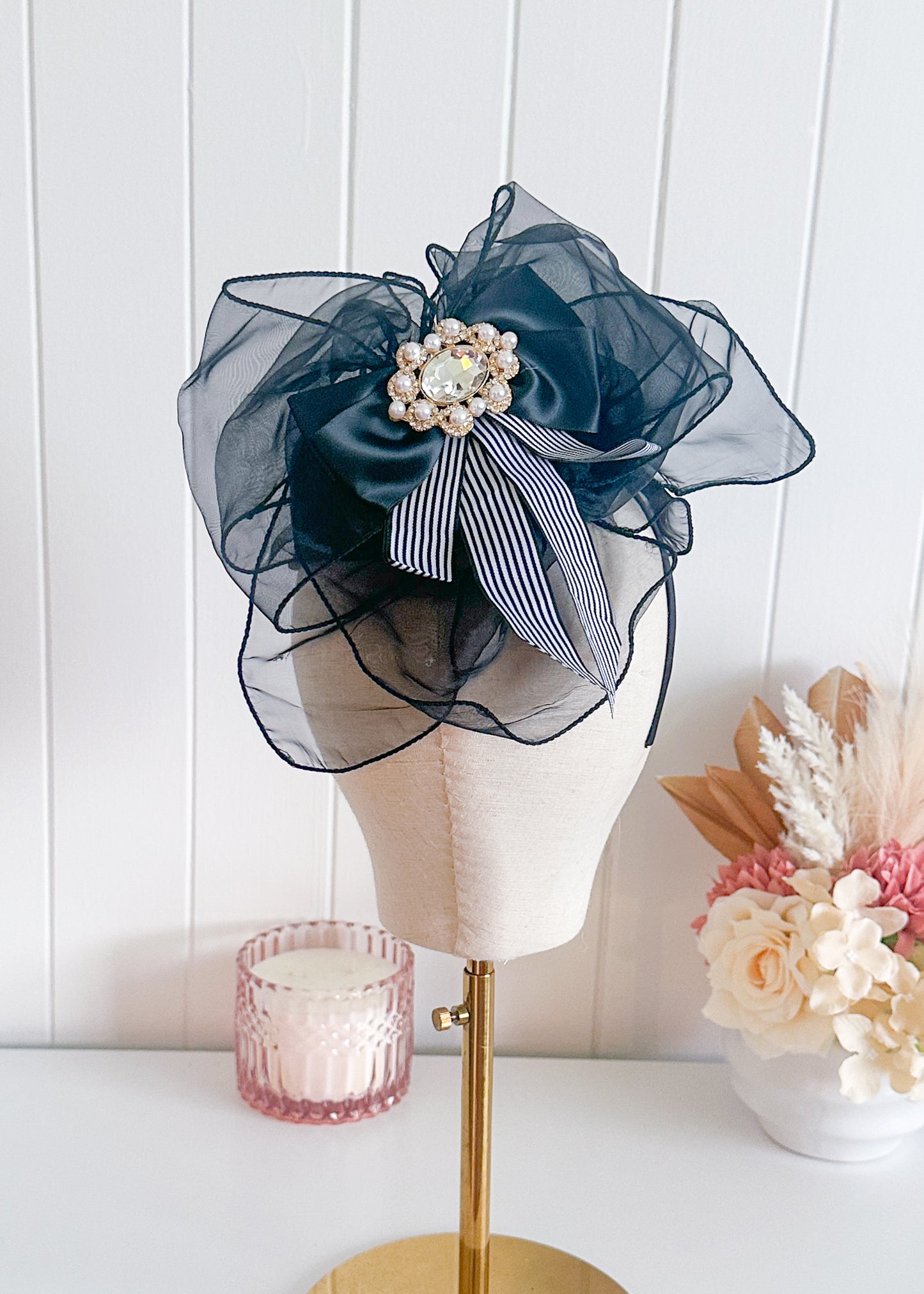 "Penny" Black & White Cocktail Fascinator