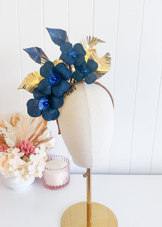 “Melody” Navy & Gold Leather