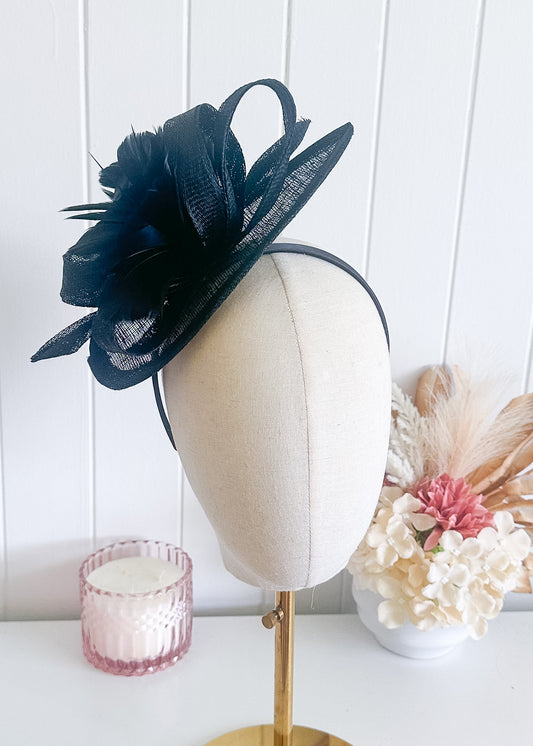 "Gabriella" Black Fascinator