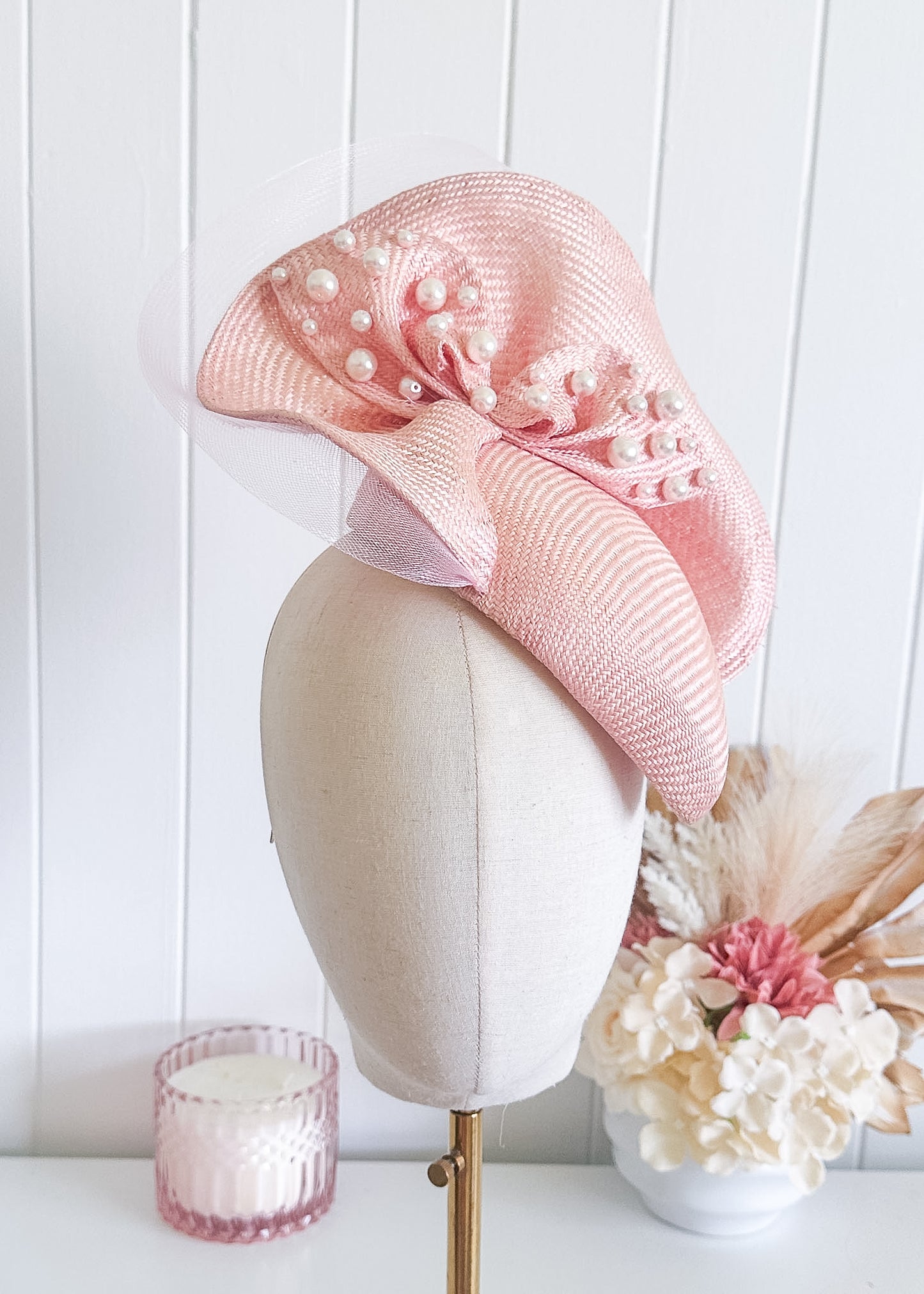 "Hedley" Pink Parisisal Fascinator