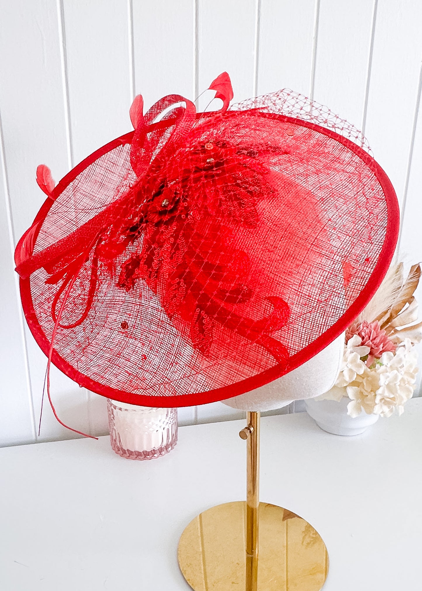 "Jenna" Red Saucer Hat