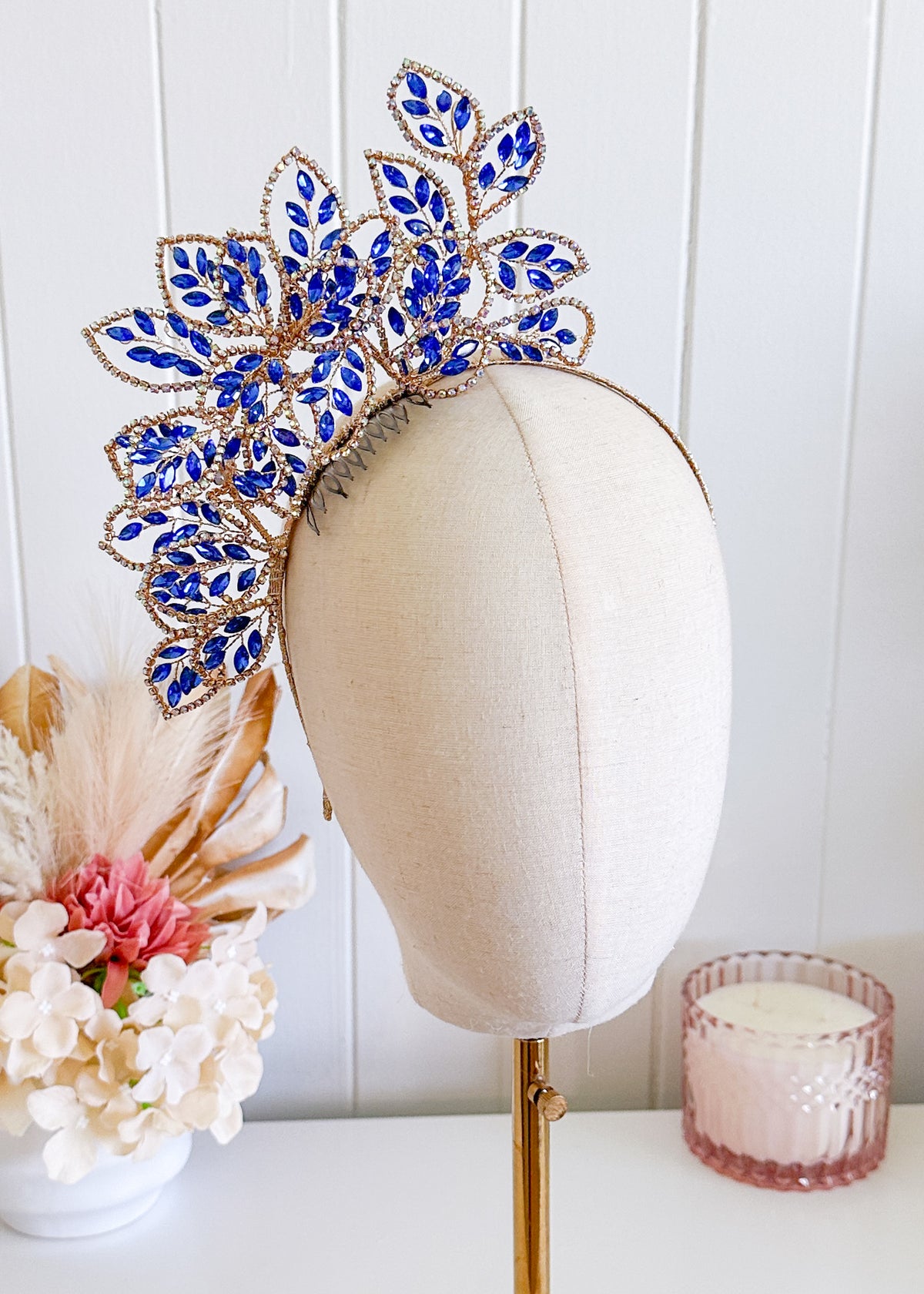 “Candace Crystal Headpiece" Navy Blue
