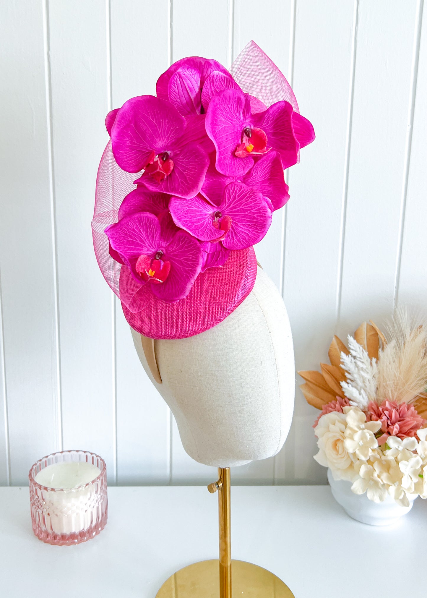 "Pricilla" Orchid Fascinator (Fuscia)