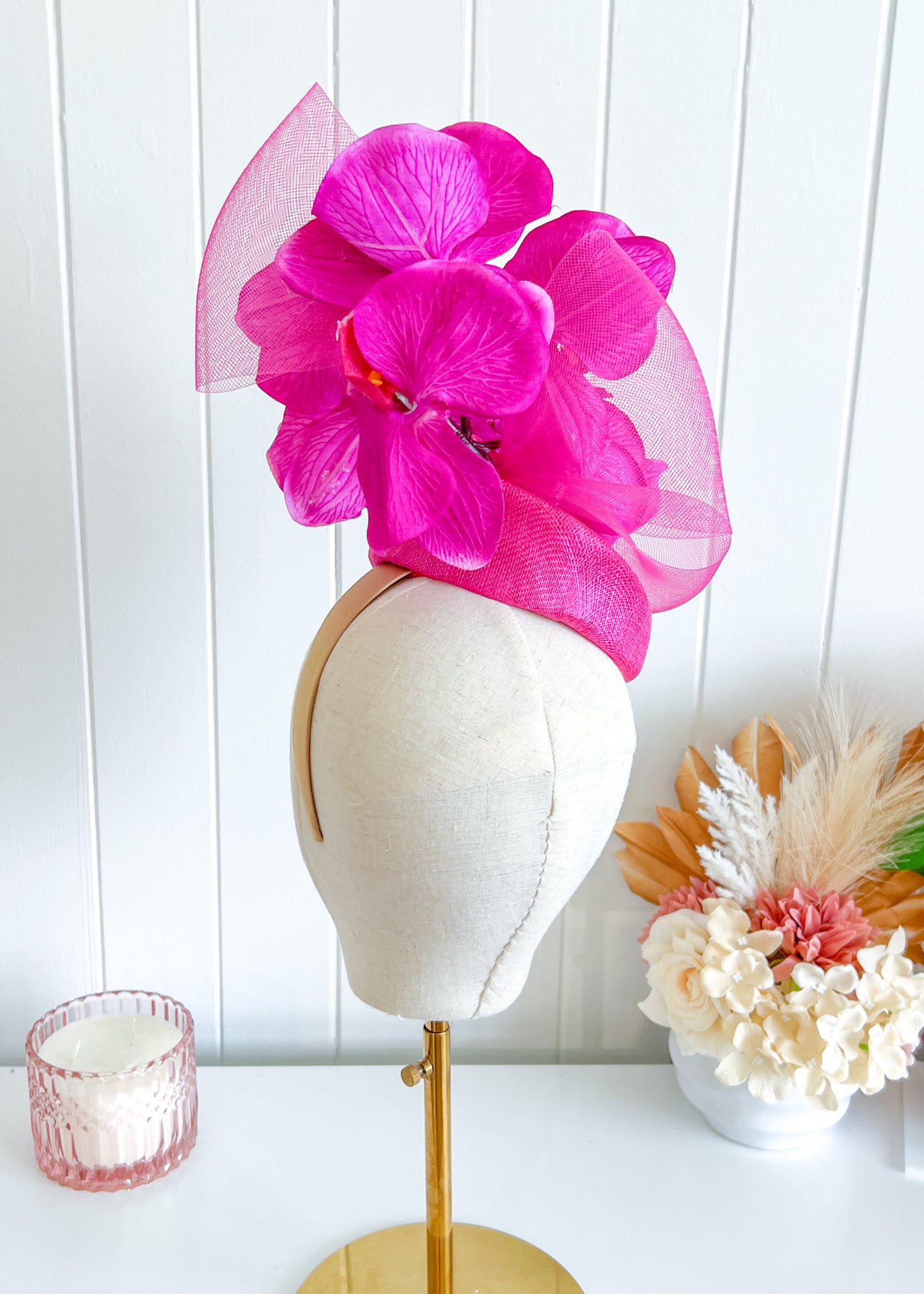 "Pricilla" Orchid Fascinator (Fuscia)