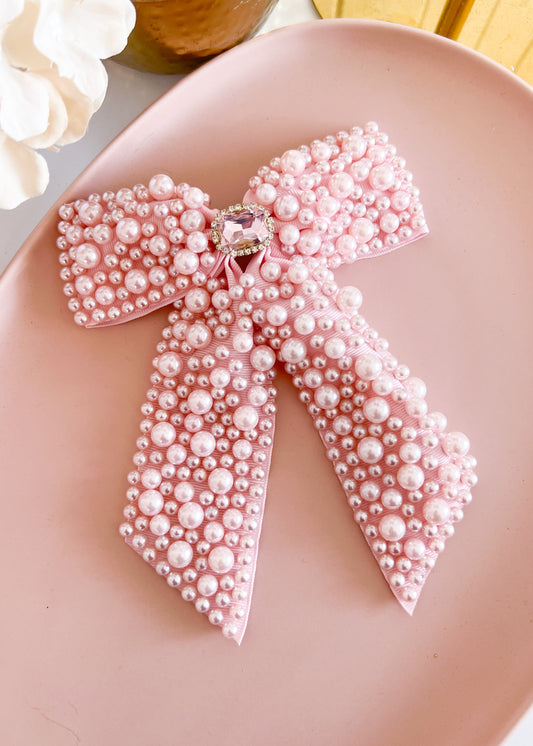 "Kendall" Pearl Bow - Pink