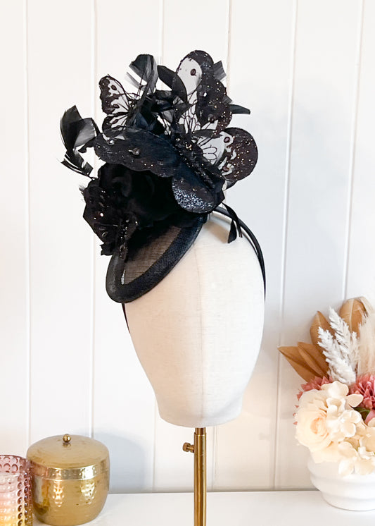 "Flitter" Black Fascinator