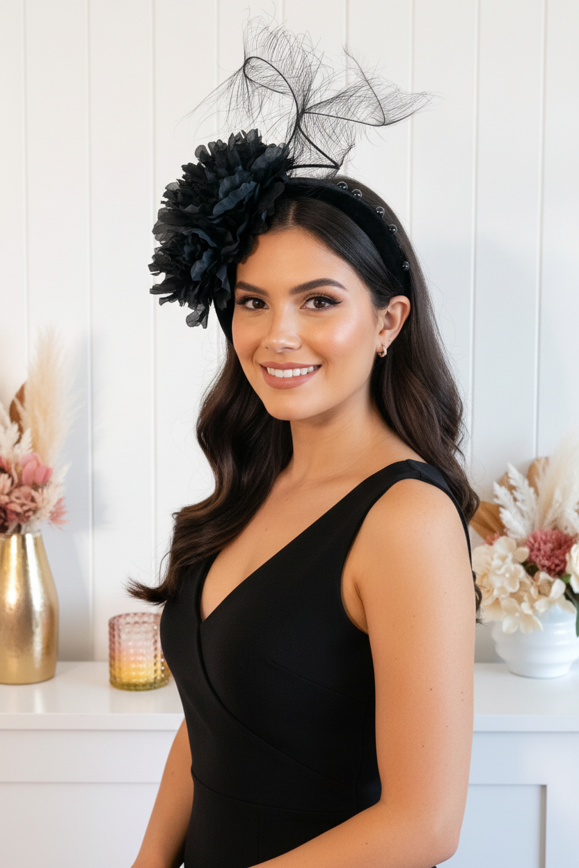 "Marguarita" Black Fascinator