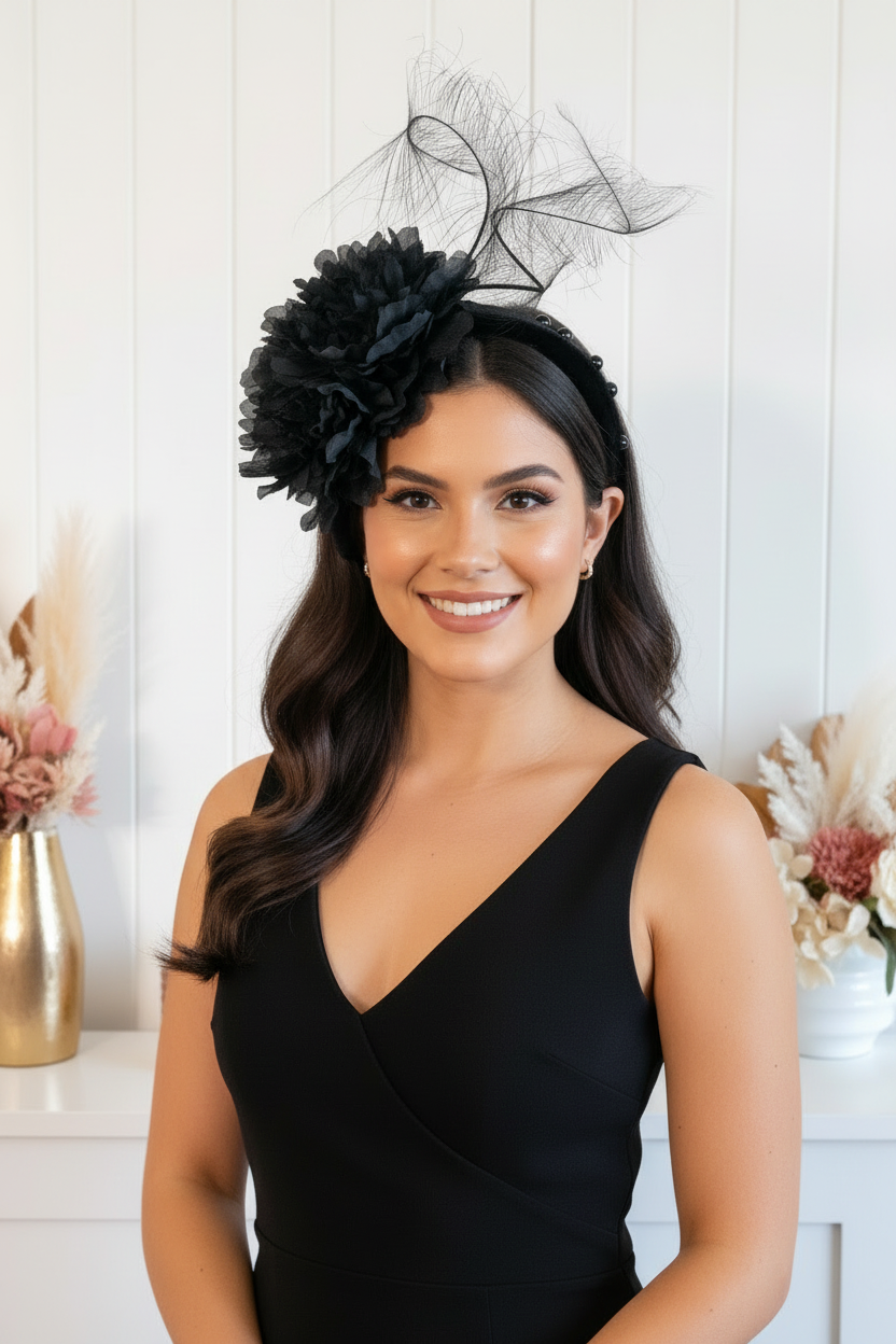 "Marguarita" Black Fascinator