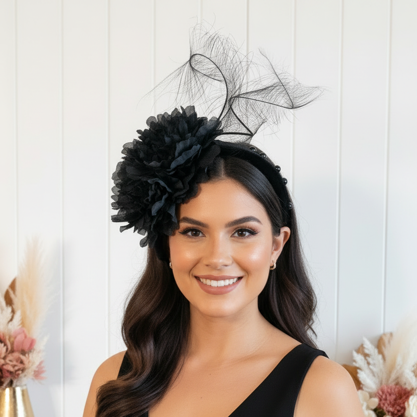 "Marguarita" Black Fascinator