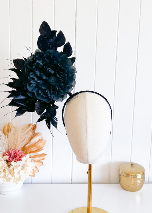 "Erin" Black Fascinator