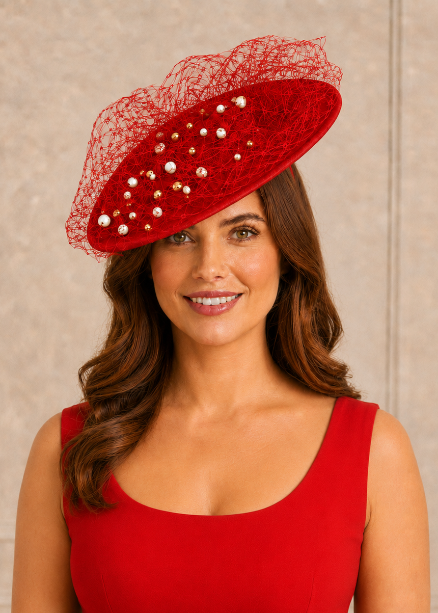 "Jacinta" Red Boater PRE-ORDER