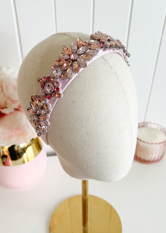 "Beatrice" Jewelled Headband - Pink