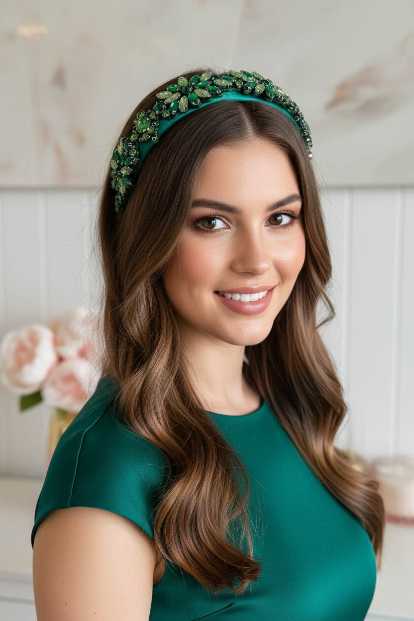 "Beatrice" Jewelled Headband - Emerald