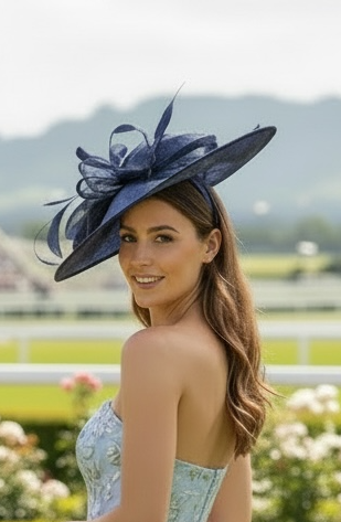 "Aubrey" Navy Headpiece