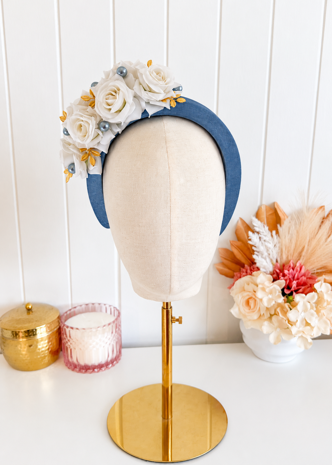 "Carlise" -Blue & White Headband