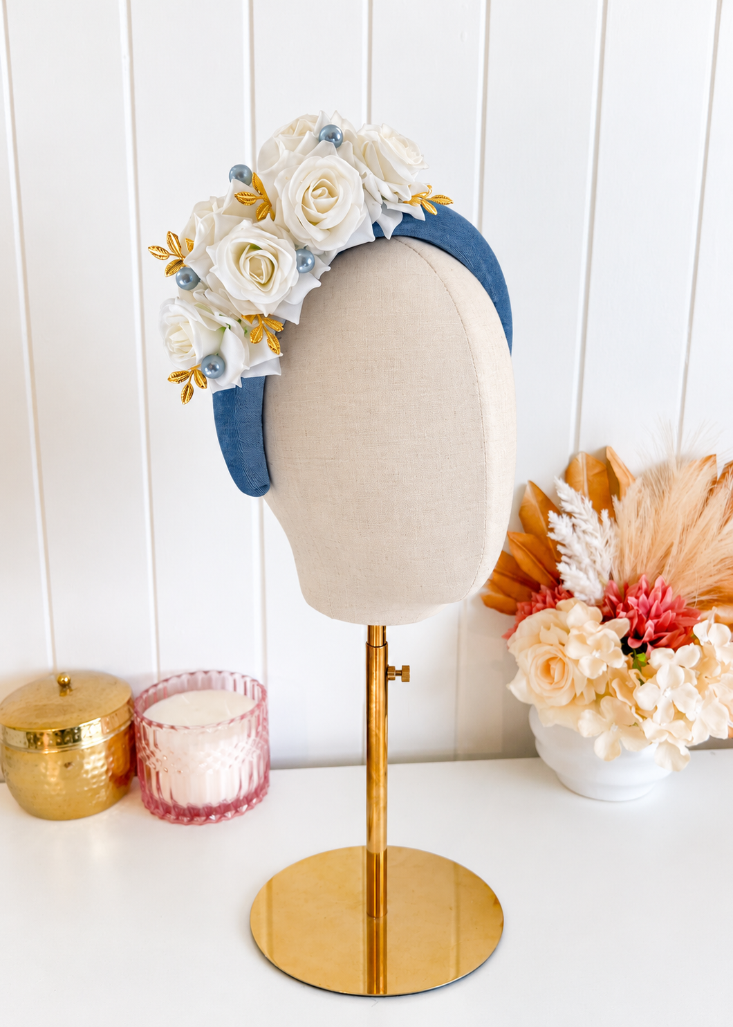 "Carlise" -Blue & White Headband