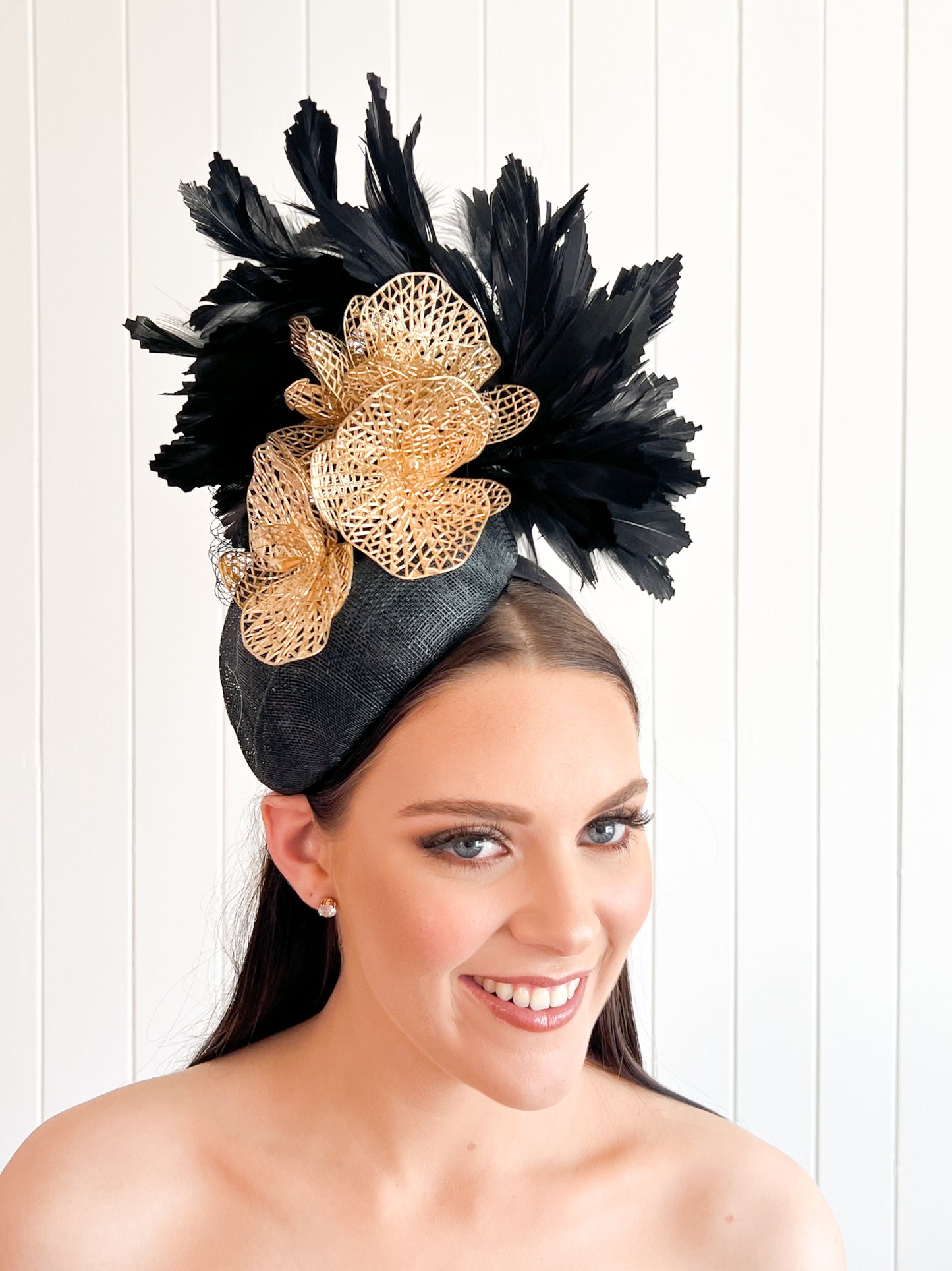 "Asher" Black & Gold Fascinator