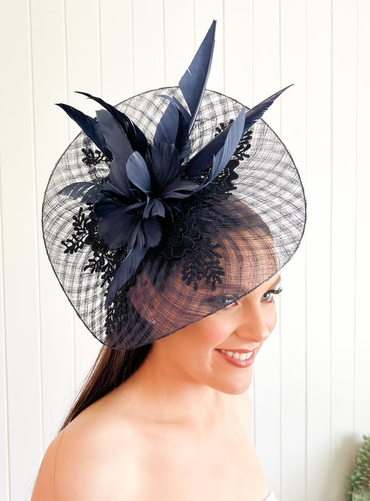 "Eva" Navy Fascinator LAST ONE