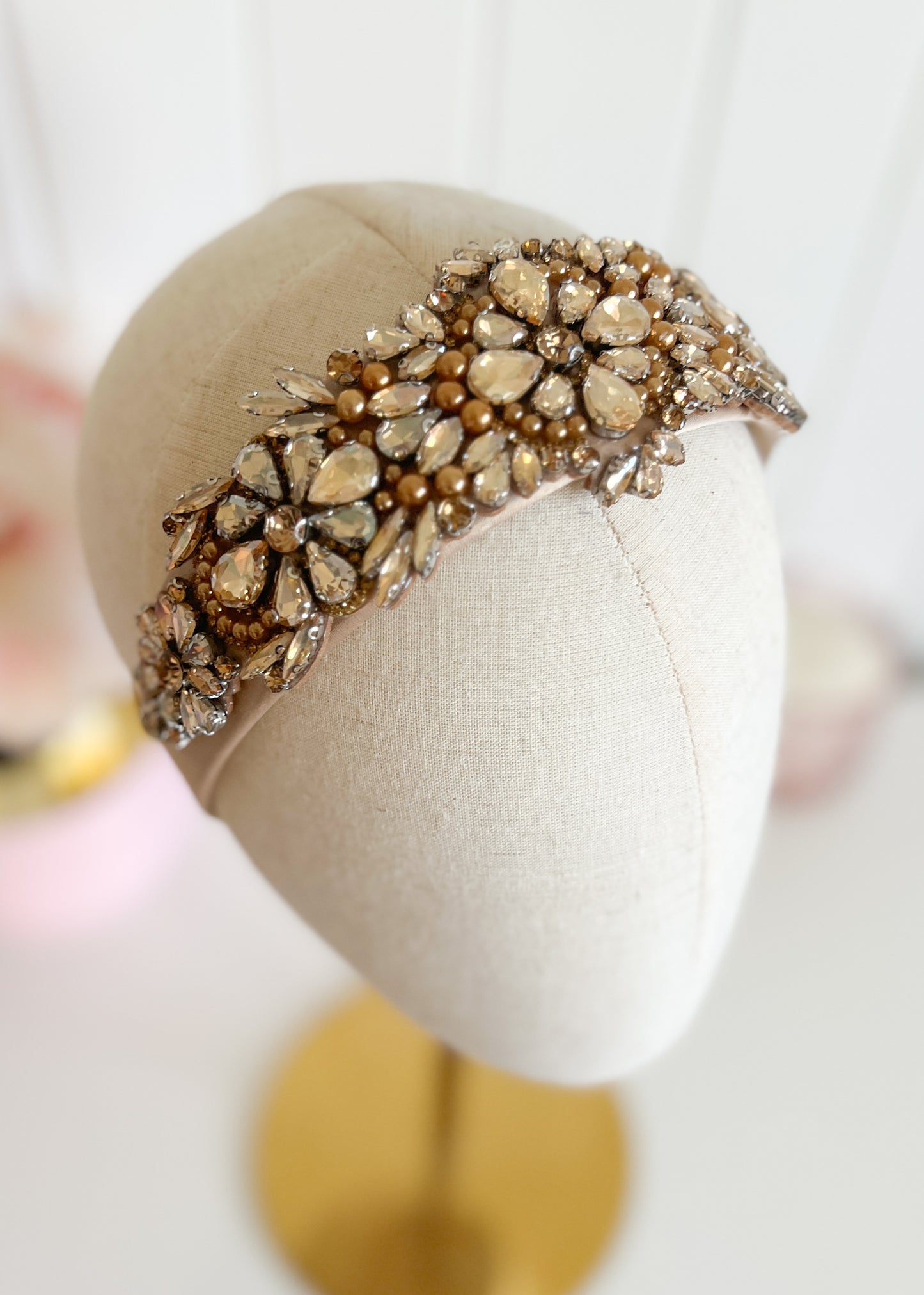 "Nora" Jewelled Headband - Nude