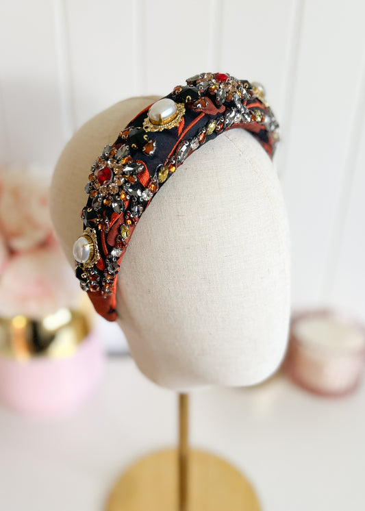 "Gianna" Jewelled Headband - Rust