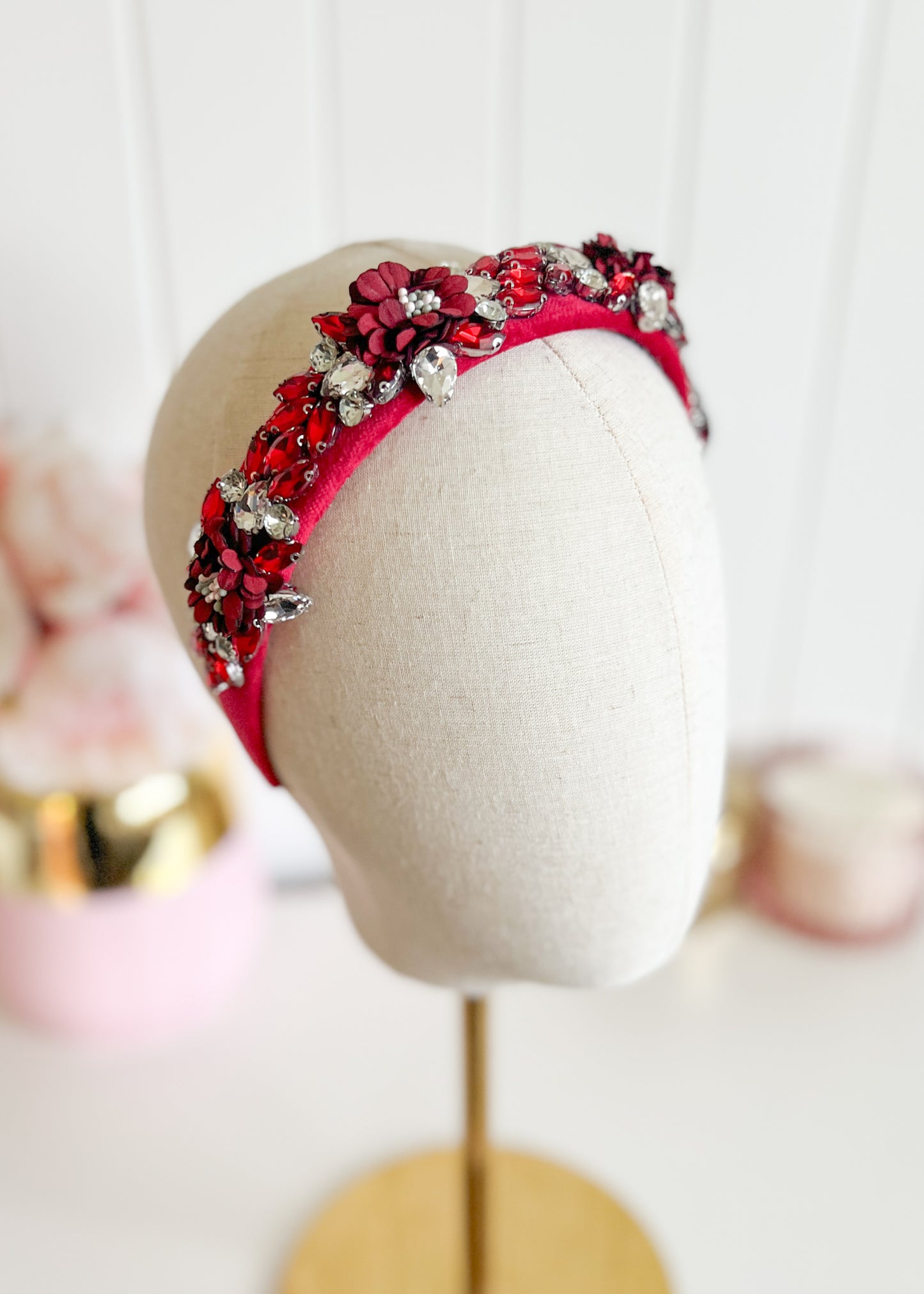 "Eliana" Jewelled Headband - Red