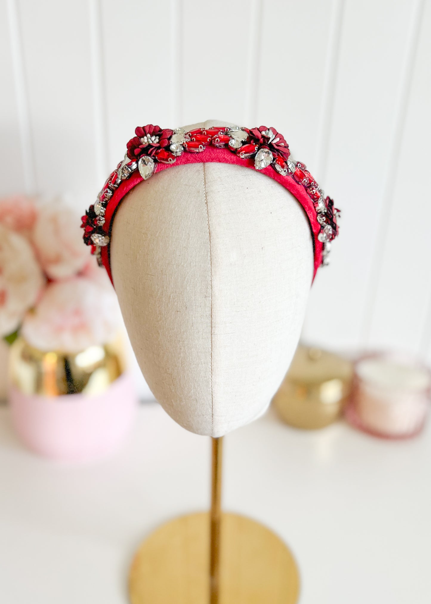 "Eliana" Jewelled Headband - Red