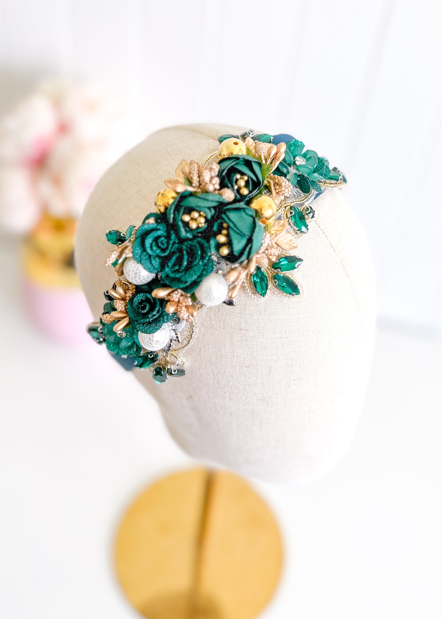 "Isabella" Crown Headband - Emerald Green