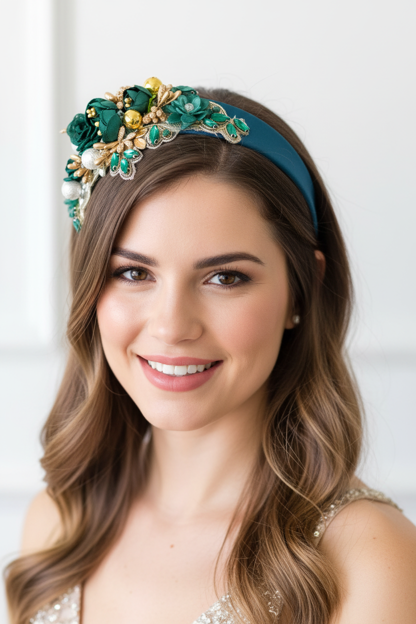 "Isabella" Crown Headband - Emerald Green