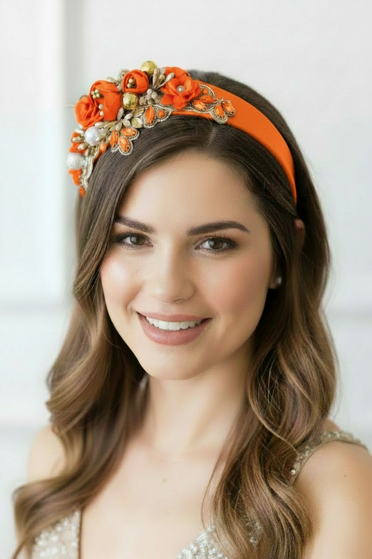 "Isabella" Crown Headband - Orange