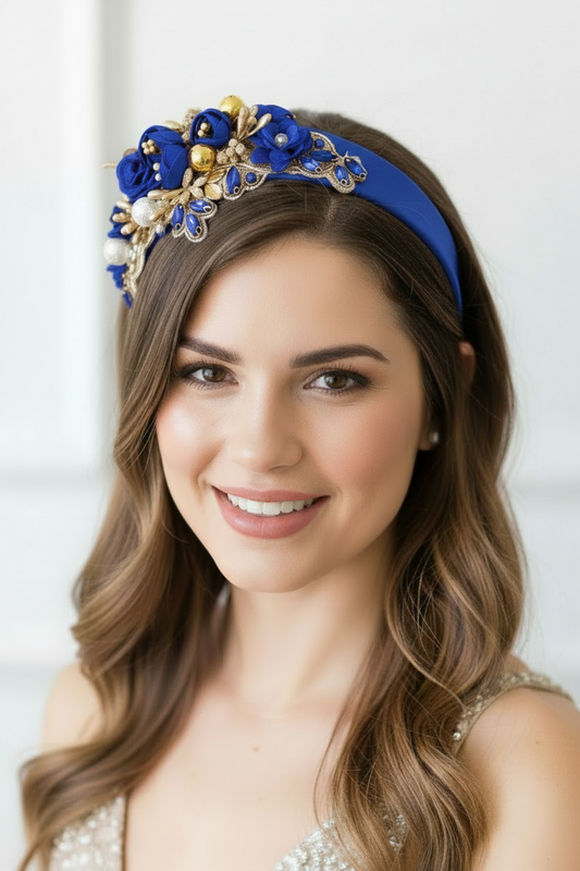 "Isabella" Crown Headband - Blue
