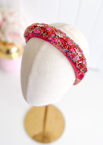 "Brooklyn" Jewelled Headband - Fuscia