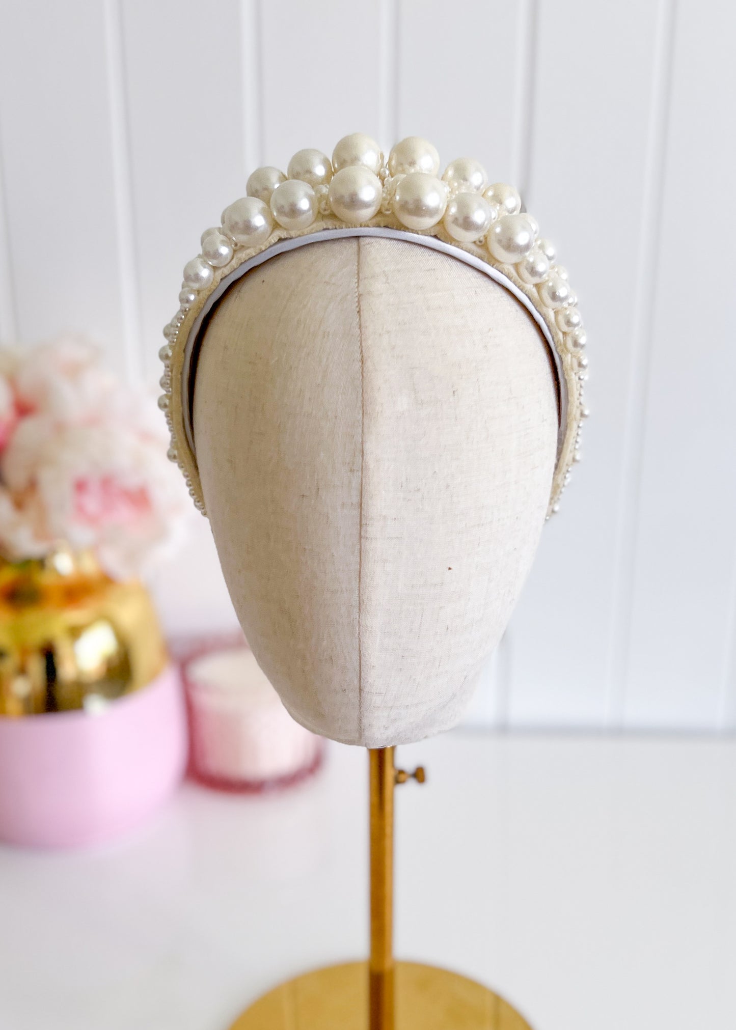 "Sandra" Pearl - White Headband