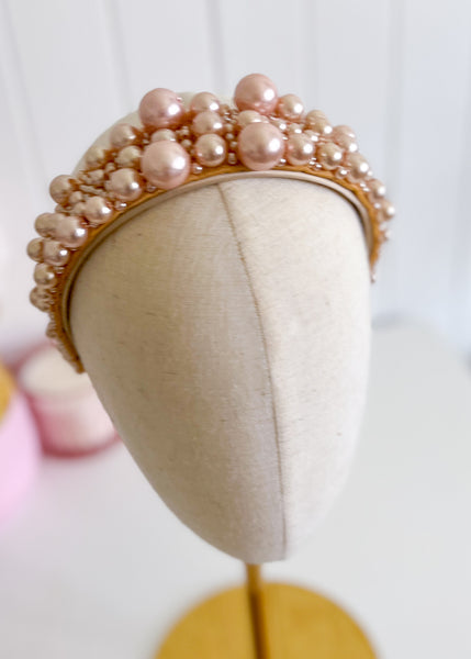 "Sandra" Gold Pearl Headband