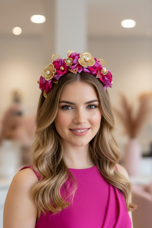 "Chiara" Crown - Fuscia Pink