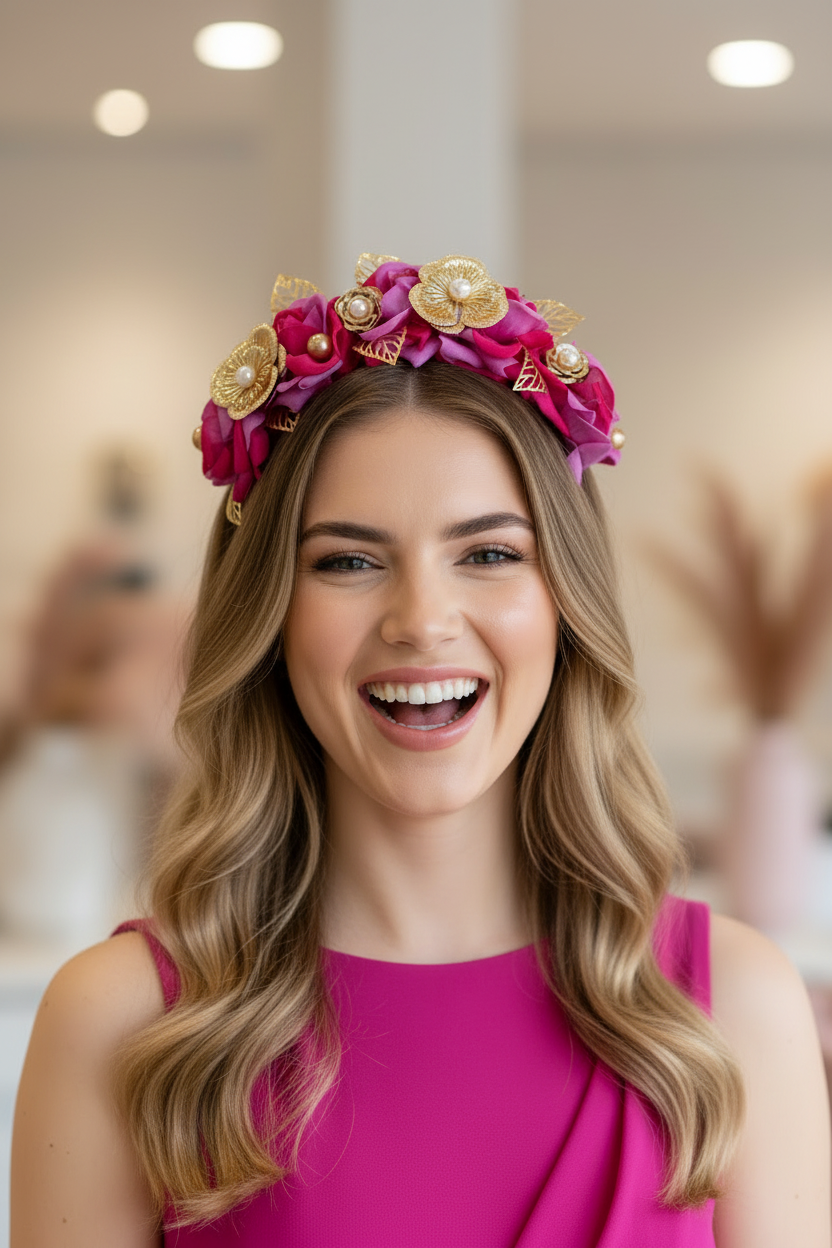 "Chiara" Crown - Fuscia Pink