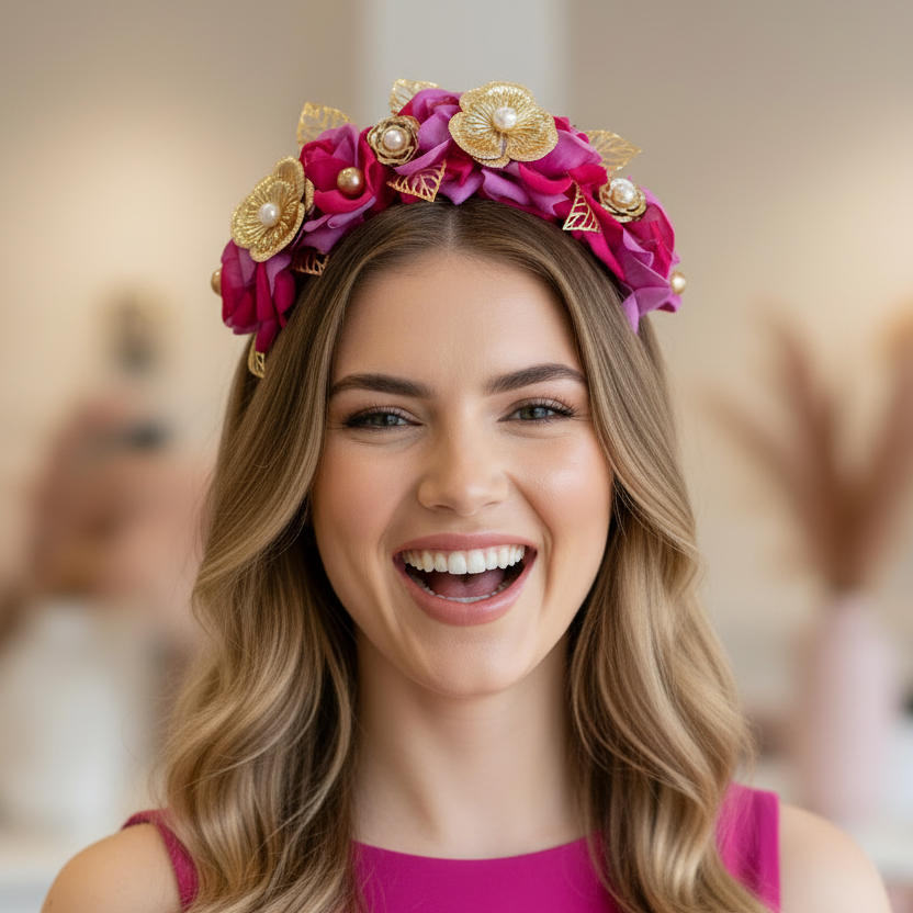 "Chiara" Crown - Fuscia Pink