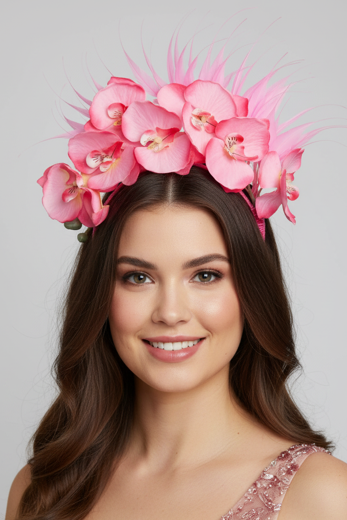 "Orchid Spray" Pink Floral Crown