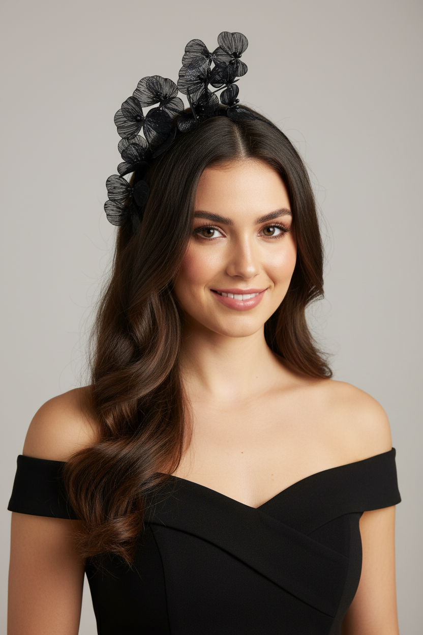 "Jasmine" Side Crown - Black